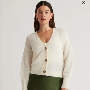 Quince Baby Alpaca Wool Cropped Cardigan Cream Size Small